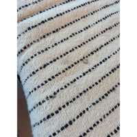 Custom 9-ft White Boucle Curved Sofa w/ Navy Striped Wool Seat by RH (AS IS)