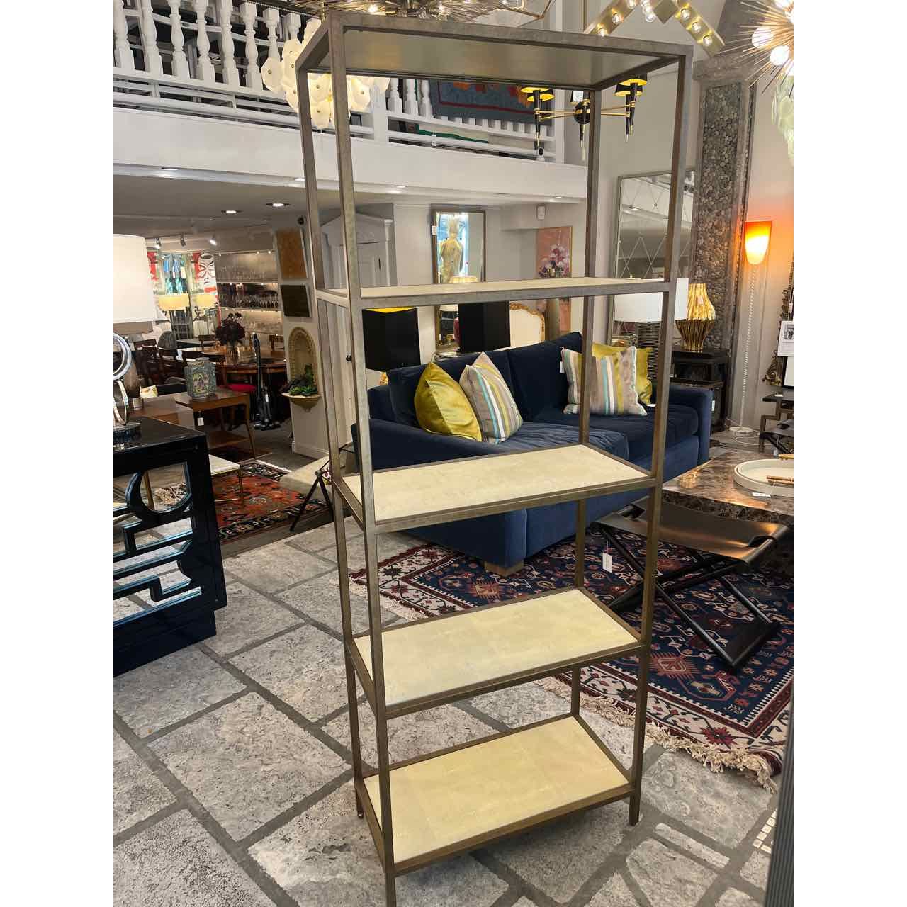 Faux Shagreen & Brass Etagere-Julian Chichester