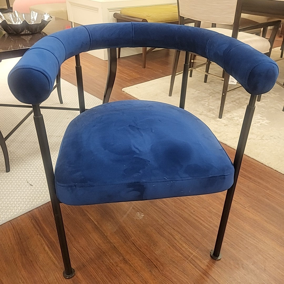 Marbella Chair in Navy Velvet w/ Black Metal Legs