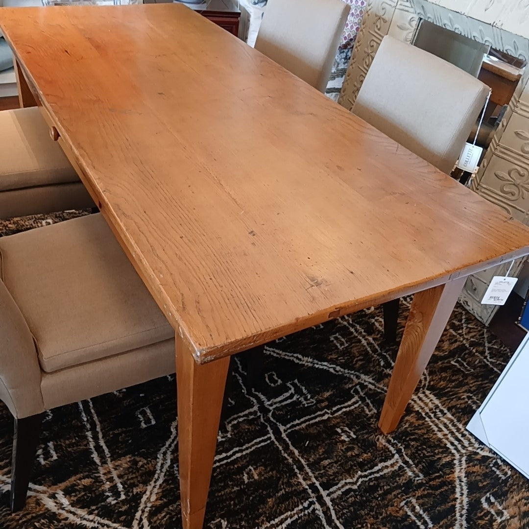 French Provincial Country Farmhouse Pine Dining Table or Desk 75"L x 30"W x 31"H