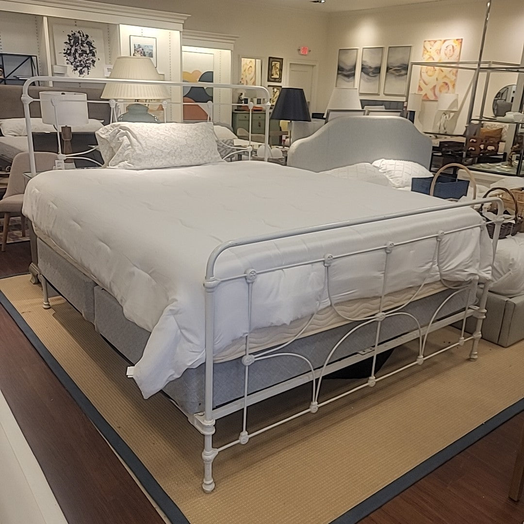 Antique King-Sized White Metal Bed Frame (AS IS)
