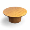 Round Natural Wood Pedestal Coffee Table