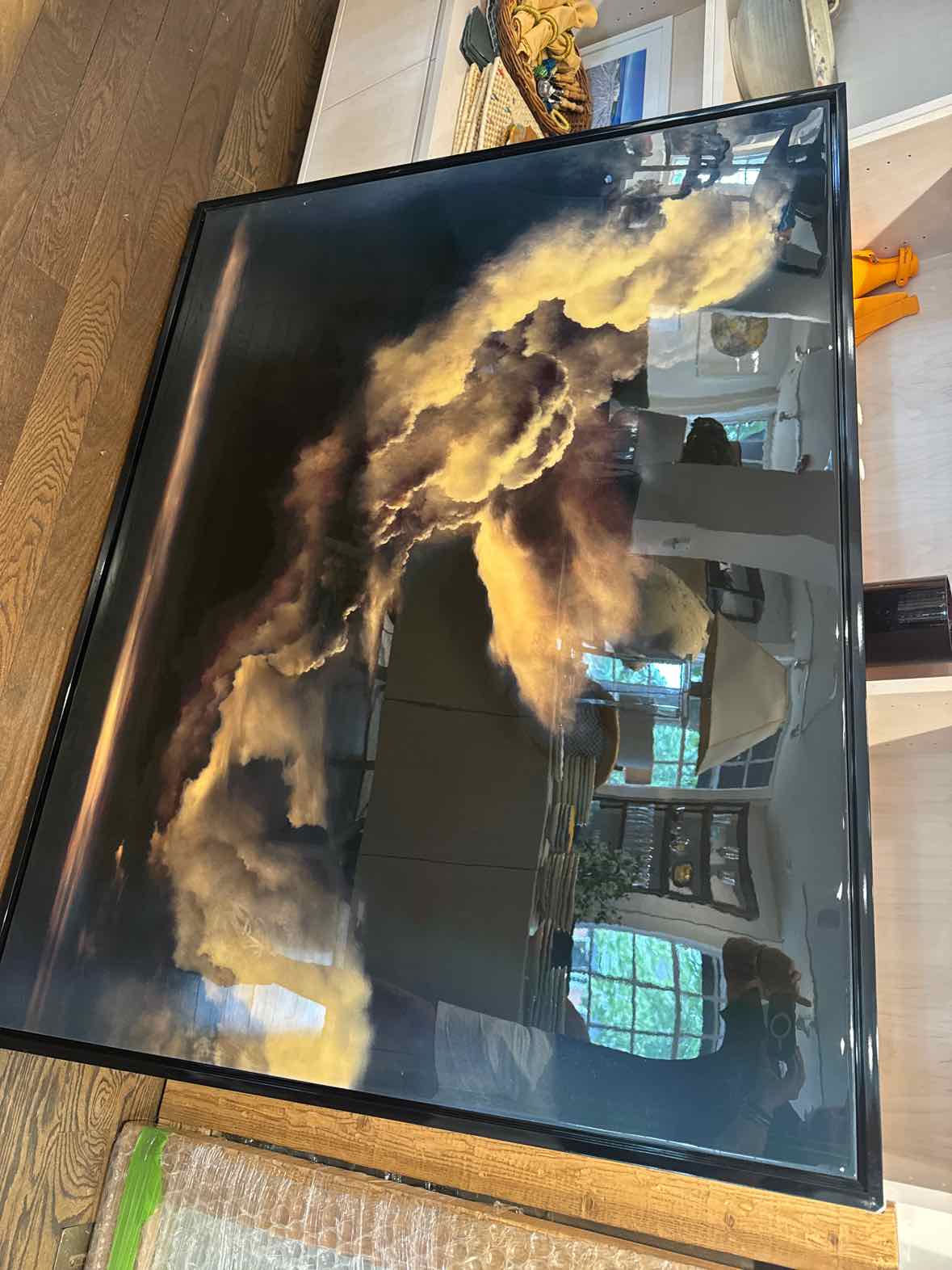 'DiNuvole' Resin Coated Giclee on Canvas in Black Gloss Floater Frame