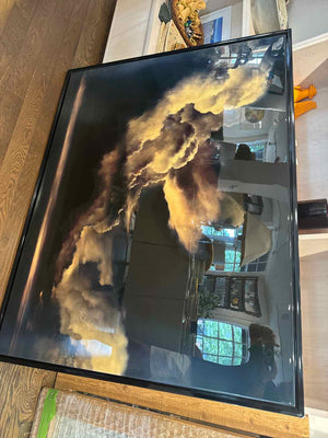 'DiNuvole' Resin Coated Giclee on Canvas in Black Gloss Floater Frame