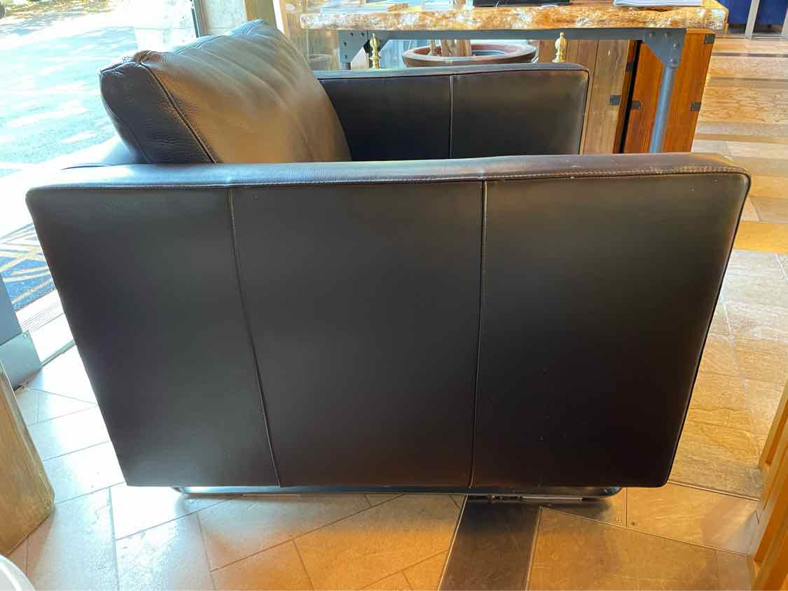 Black Leather Club Chair by Maurice Villency (AS IS)