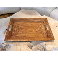 Rectangular Rattan Tray w/ Handles 27"L x 20"W x 3"H