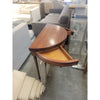 Vintage Folding Wood Demilune Table w/ Extendable Top & 2 Drawers