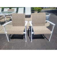 SET of 4 Flight Woven Wicker & Aluminum Dining Chairs by Brown Jordan (AS IS)
