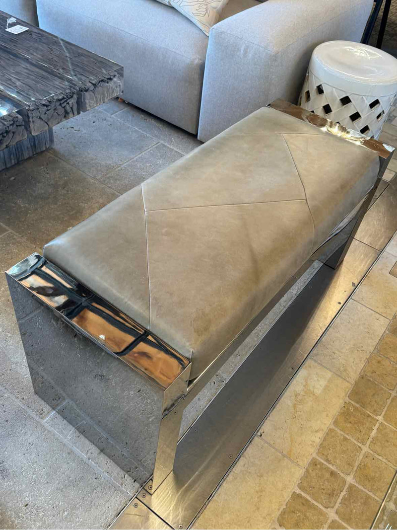 Chrome & Leather "H" Bench by J. Robert Scott