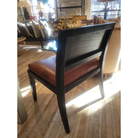 PAIR of Brown Leather & Dark Wood Chairs