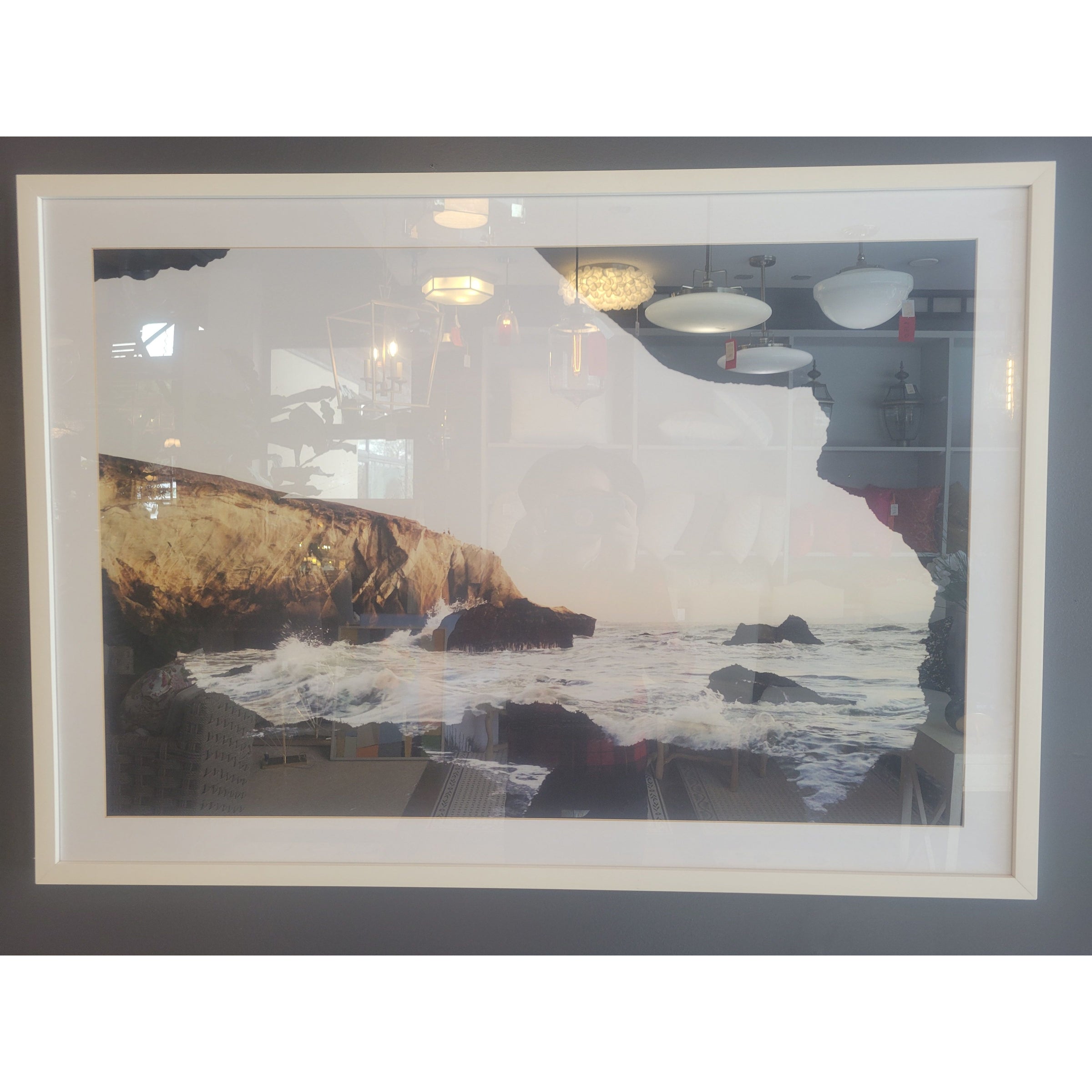 Cliffside Ocean Photo in White Frame - colletteconsignment.com