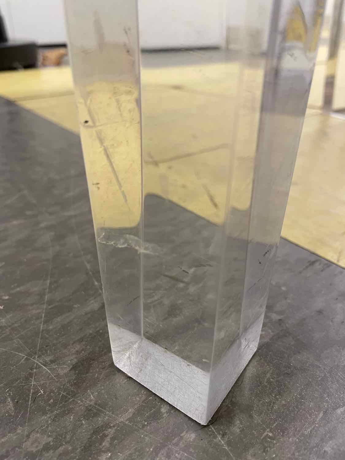 Blue Upholstered Side Chair on Lucite Base (AS IS)