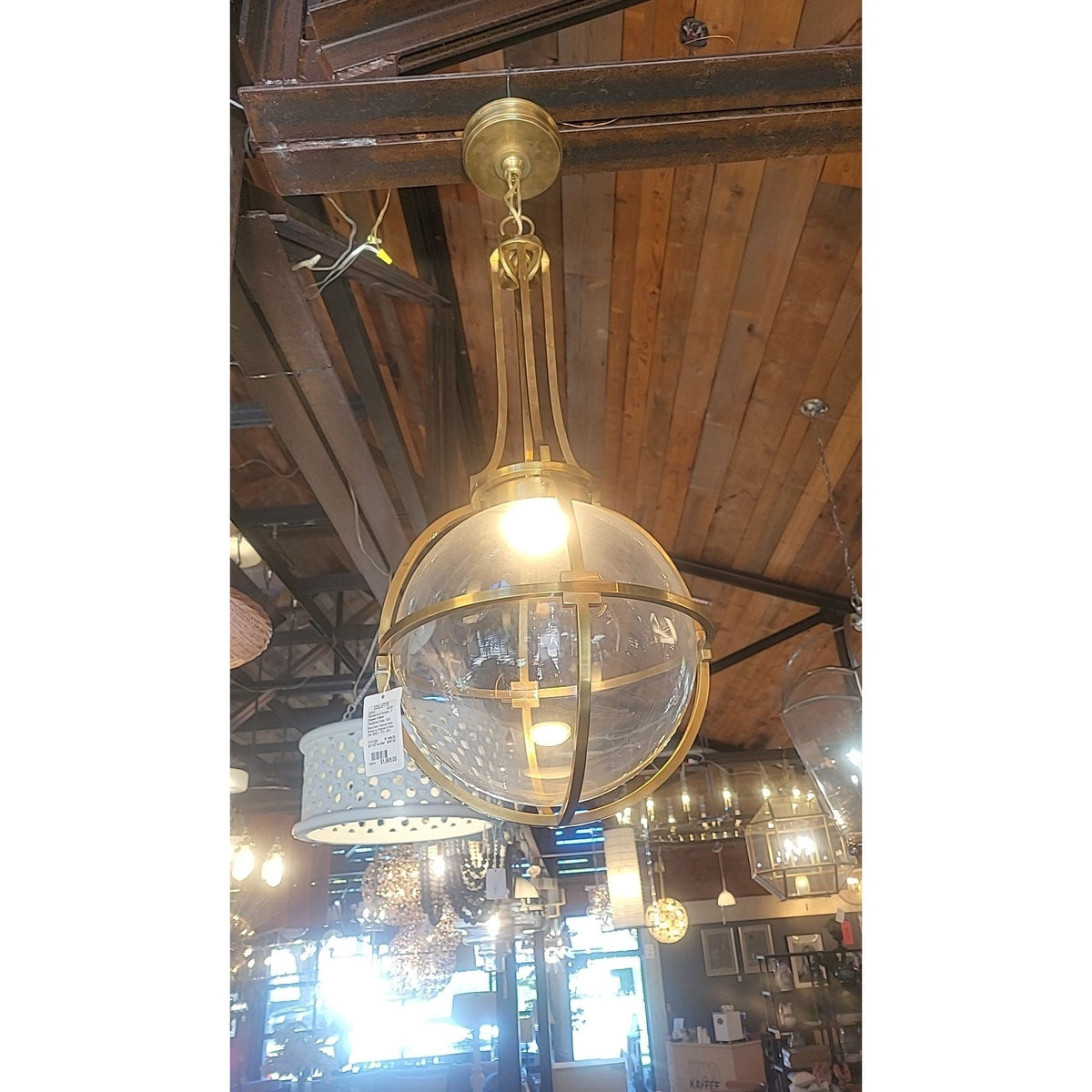Brass Gracie Captured Globe Pendant by Chapman & Myers - colletteconsignment.com