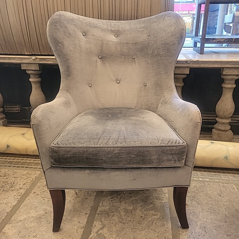 Pair of ABC Carpet and Home Gray Velvet Chairs