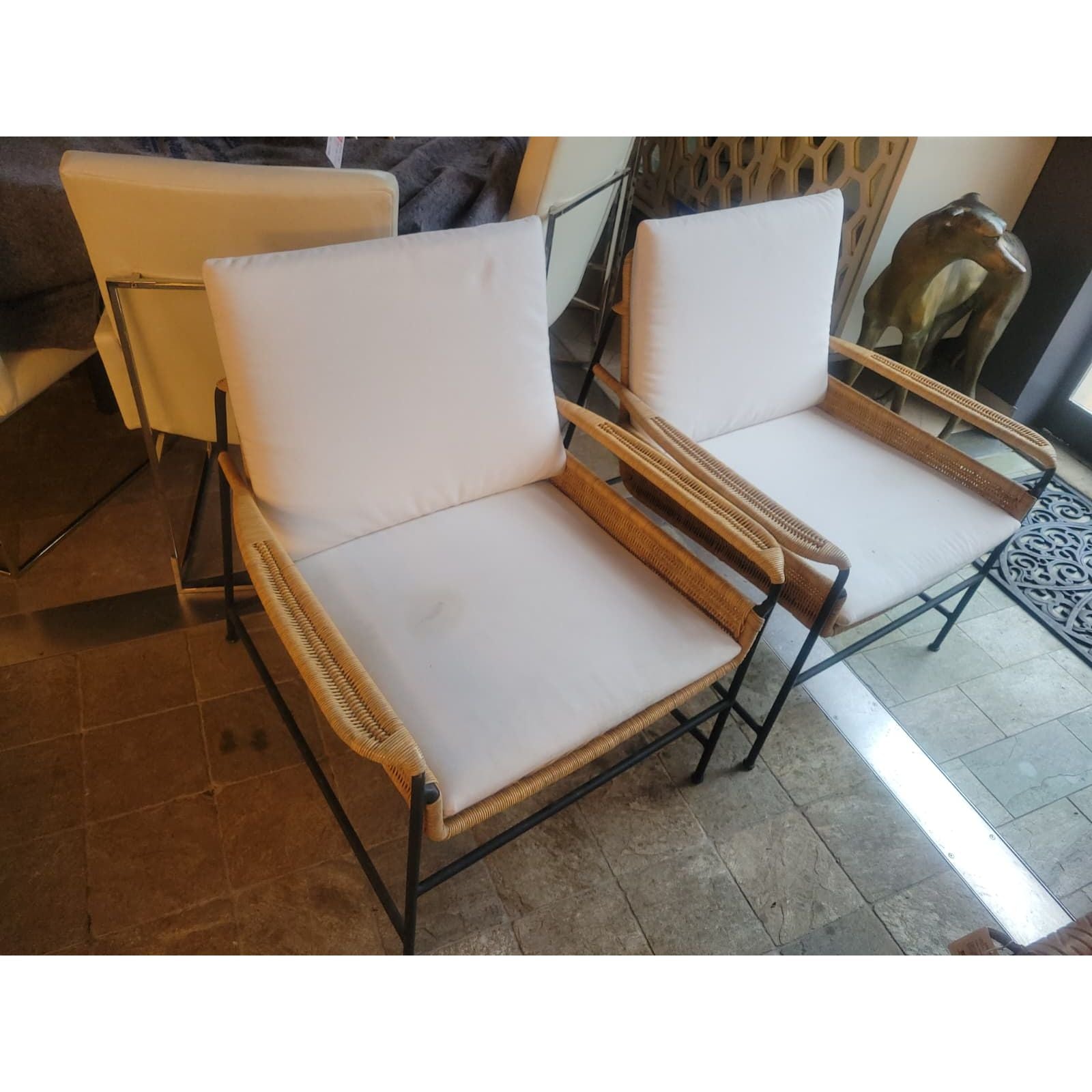 PAIR of Wicker Lounge Chairs (AS IS)