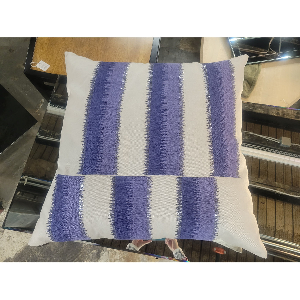 Blue Embroidered XL Pillow by Ankasa - colletteconsignment.com