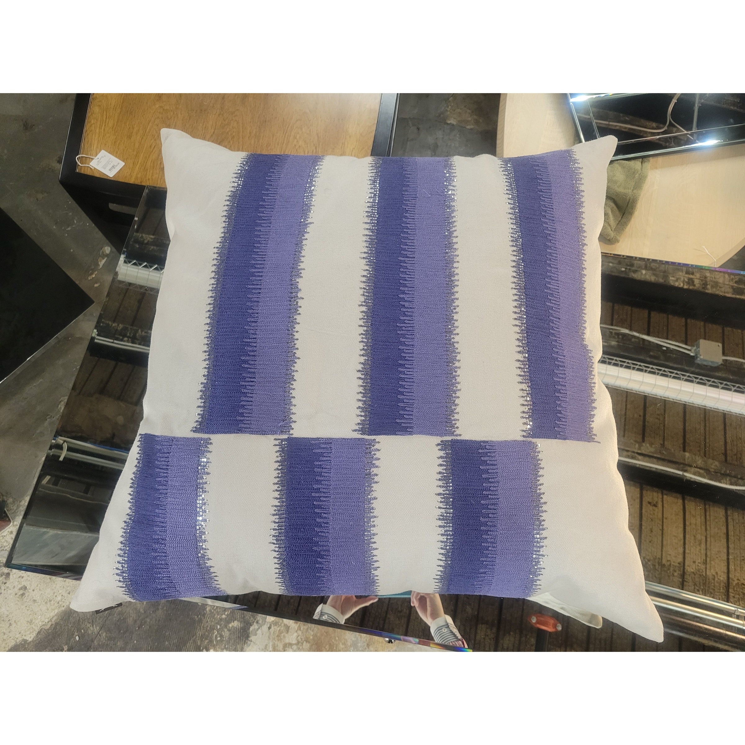 Blue Embroidered XL Pillow by Ankasa