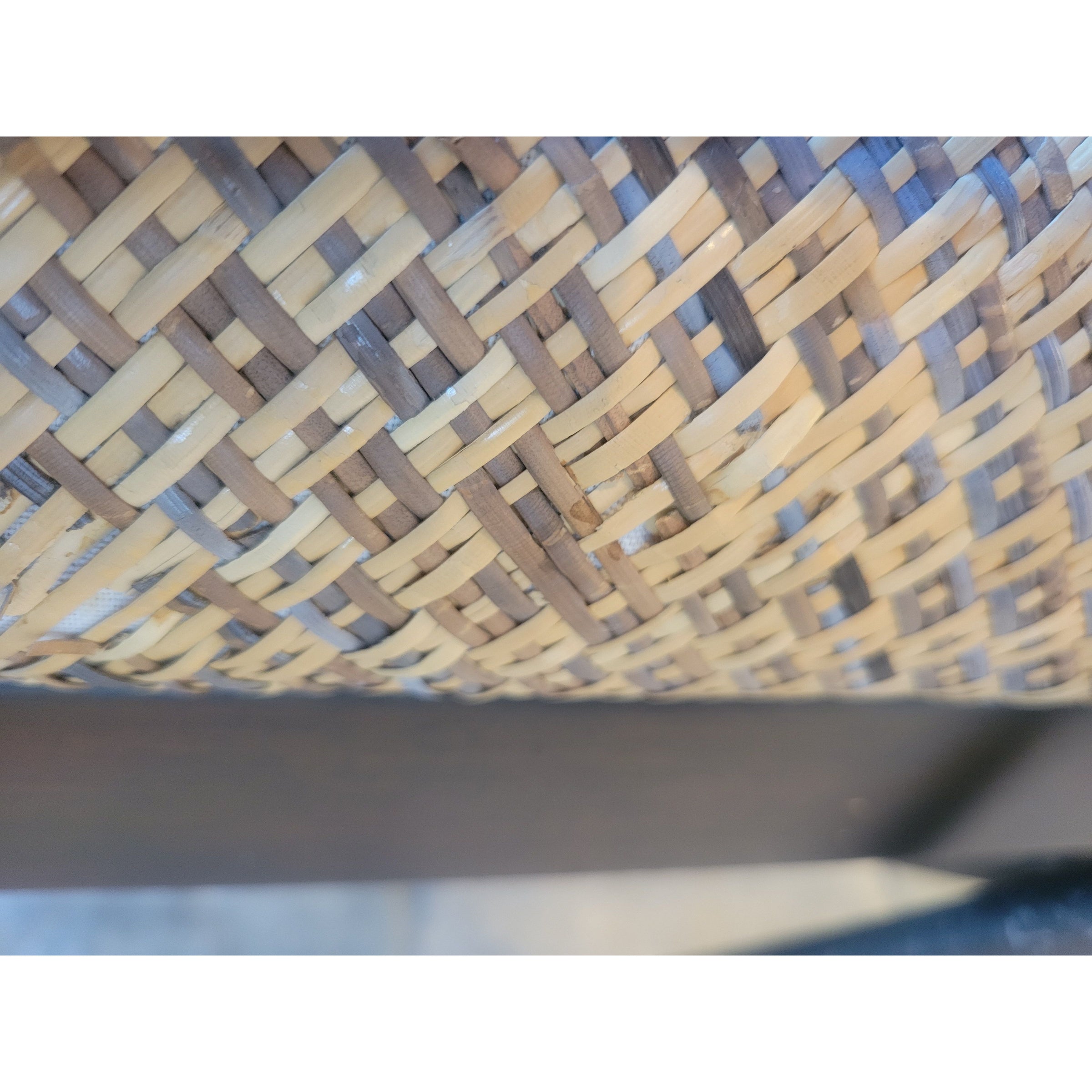 Vintage Dark Wood Bench w/ Wicker Seat