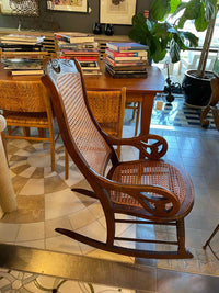 Vintage Wood Cane Back Rocking Chair