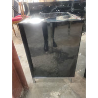 Black Lacquer & Nickel 3-Drawer Nightstand w/ Mirror Top by Worlds Away