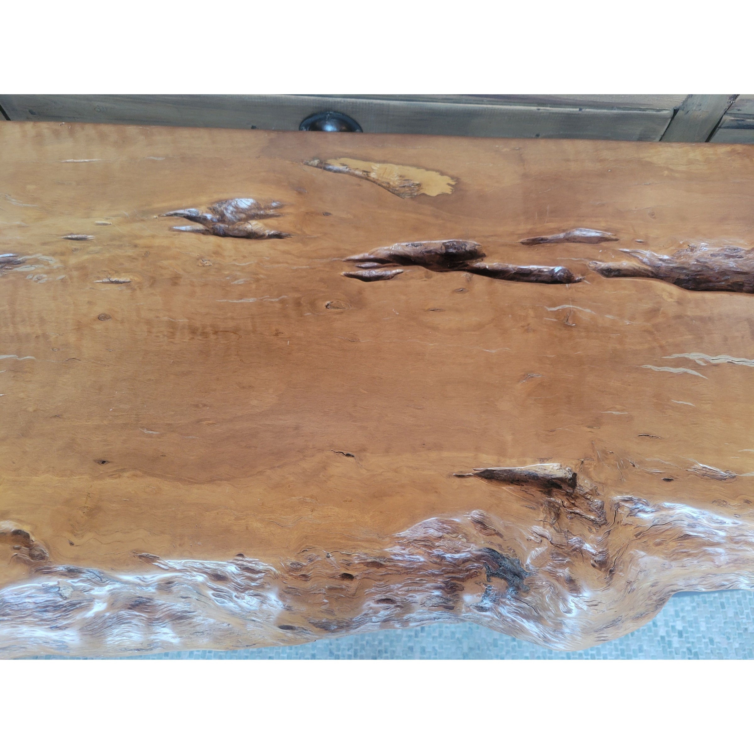 Live Edge Cherry Wood Console Table on Iron Legs