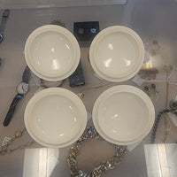 SET of 4 White Ceramic Ramekins w/ Lids
