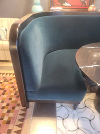 Custom U-Shaped Mohair Banquet w/ Wood Frame (AS IS)