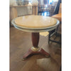 2-ft Round Jasper Marble Top & Dark Brass Entry Table w/ Fluted Mahogany Base