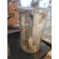 Tall Gold Mercury Glass Pillar Candle Holder