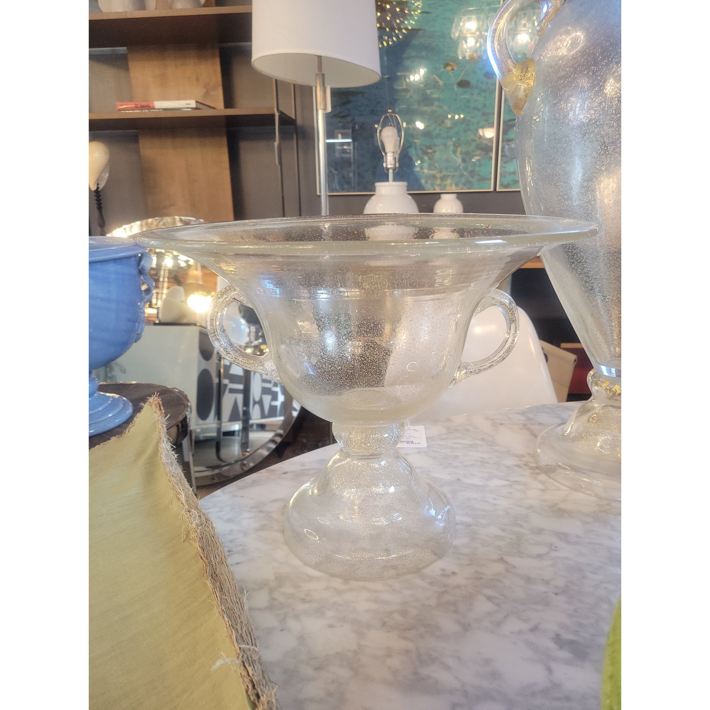 Large Italian Gold Murano Glass Centerpiece Bowl