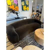 Custom Curved Sofa in Mohair Chocolate 105"Wx38"Dx29"H