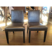 SET of 8 Brown Leather Dining Chairs - colletteconsignment.com