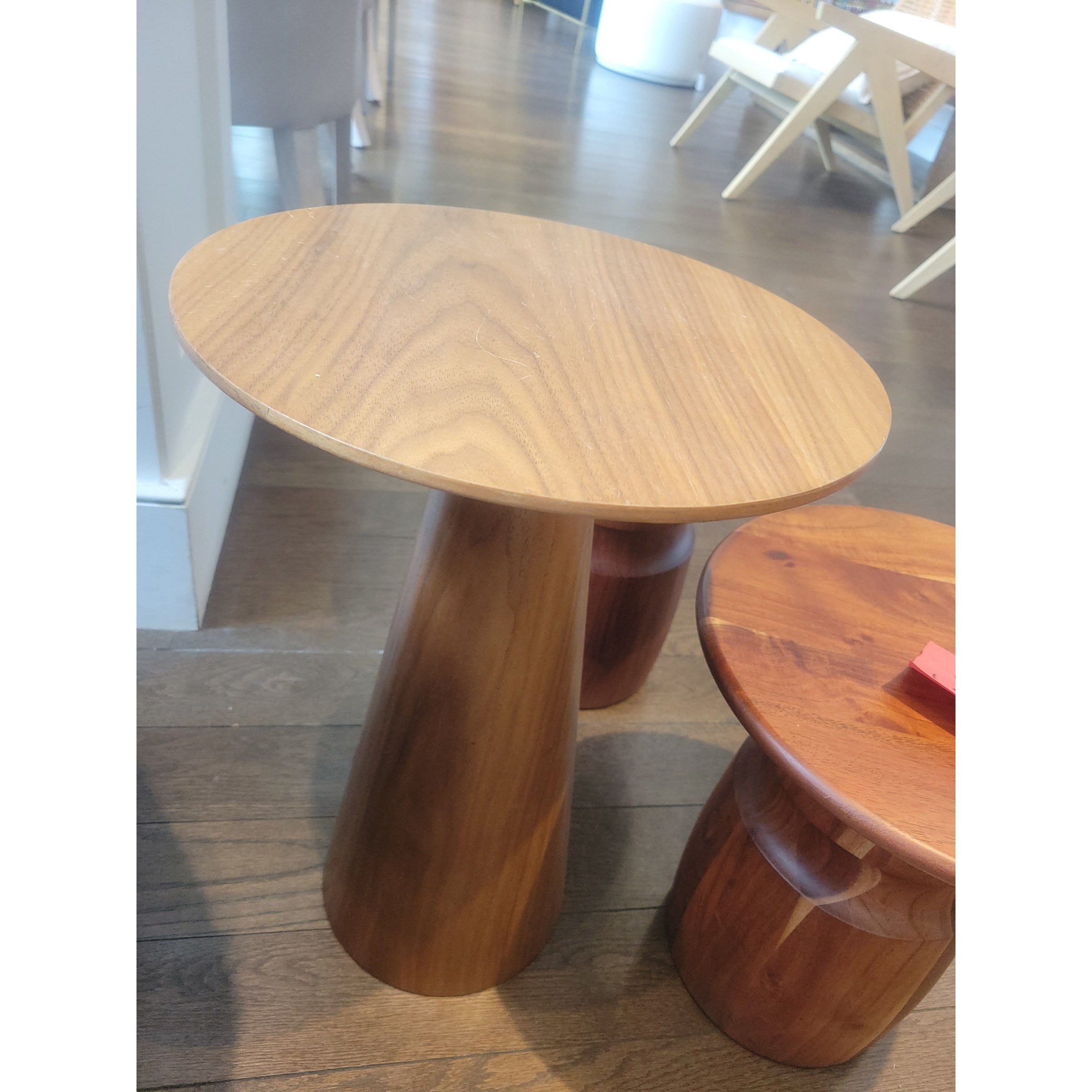 Round Wood Pedestal Side Table