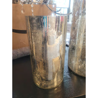 Short Gold Mercury Glass Pillar Candle Holder