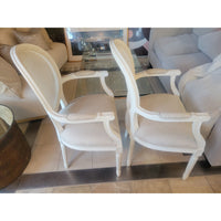 SET of 8 White Cane Back French Dining Chairs by RH (AS IS)