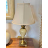 PAIR of Vintage Brass & Cream Table Lamps w/ Off-White Shades
