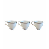 Set of 3 Coffee Cups, Noritake 'Rochelle' Platinum