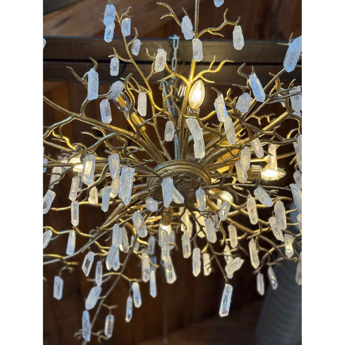 Currey & Company "Forest Dawn" Gold Chandelier - colletteconsignment.com