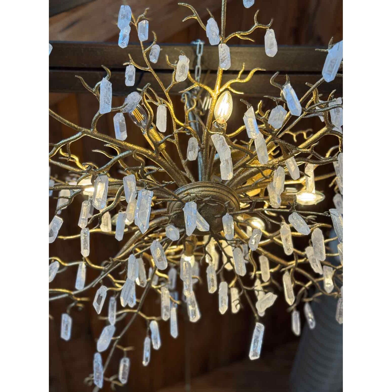 Currey & Company "Forest Dawn" Gold Chandelier - colletteconsignment.com
