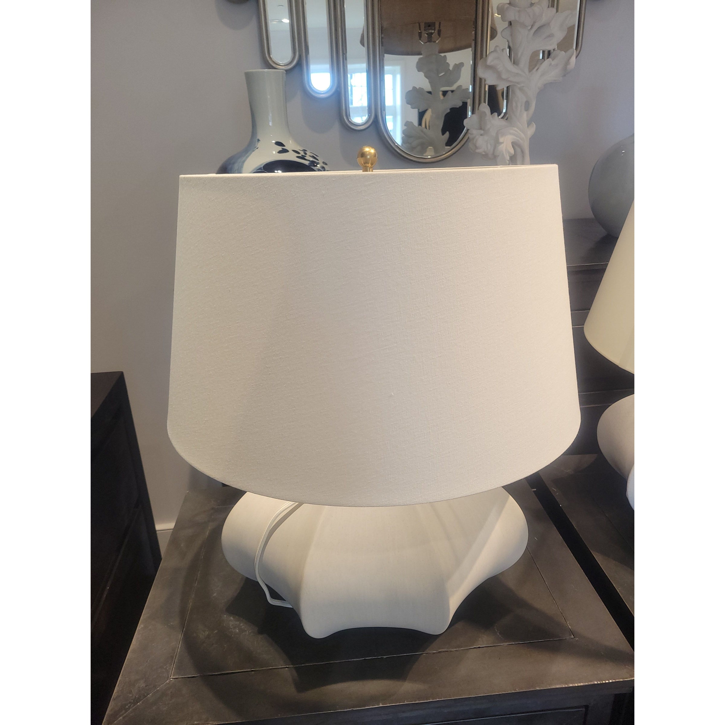Rana Collection Matte Beige Ceramic Table Lamp by Visual Comfort w/ Shade