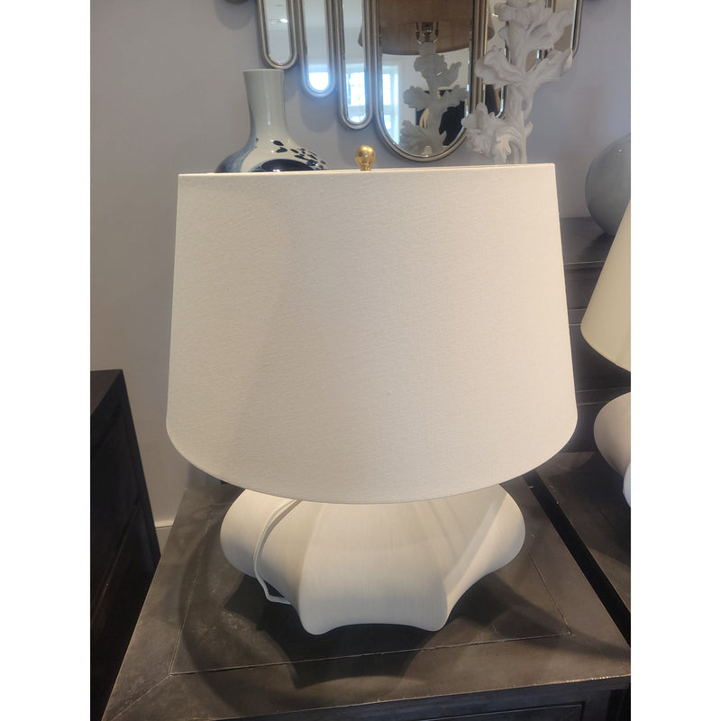 Rana Collection Matte Beige Ceramic Table Lamp by Visual Comfort w/ Shade