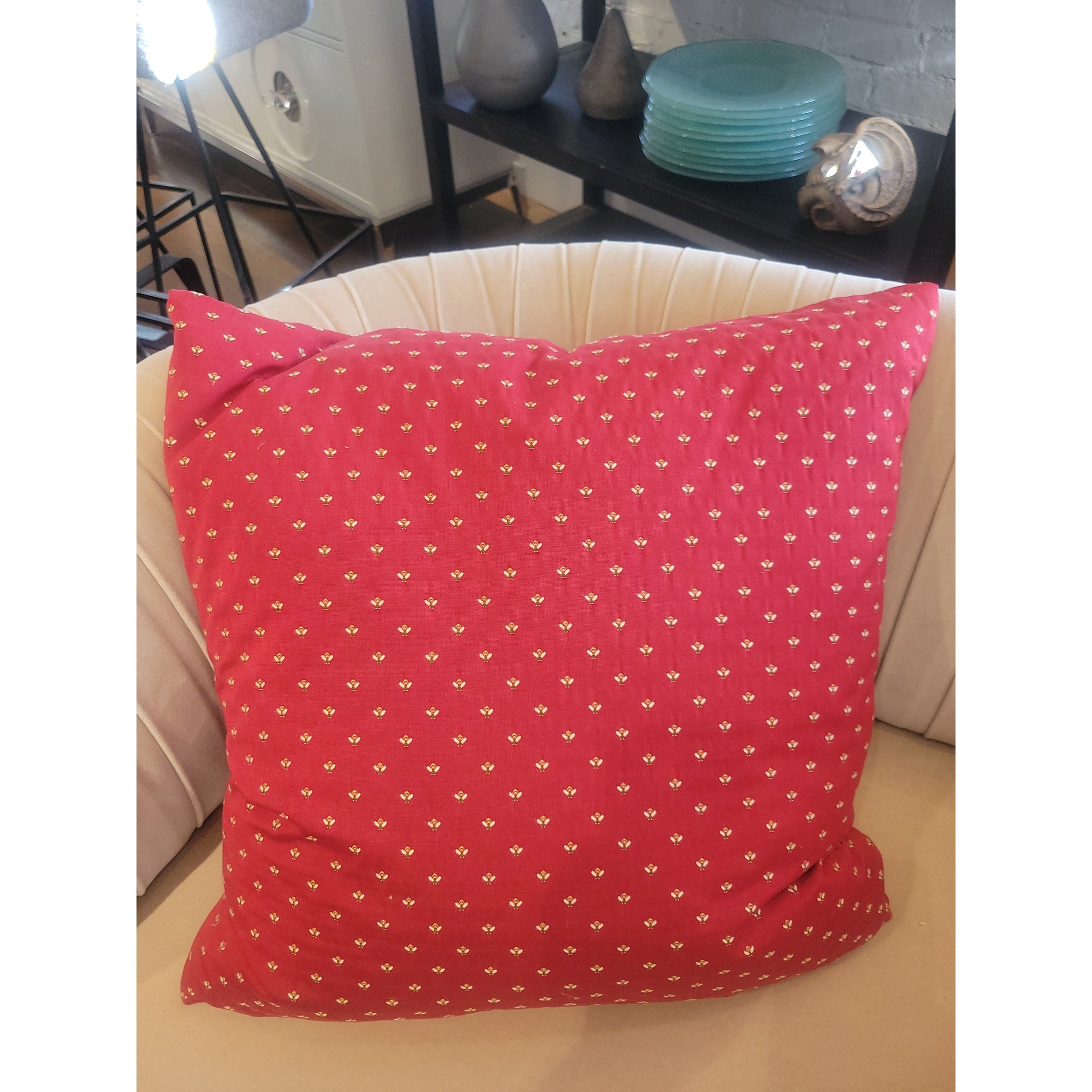PAIR of Custom Honeybees on Red Square Pillows