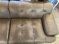 Blogger 3-Seat Tufted Brown Leather Sofa by Tapinassi & Manzoni for Roche Bobois