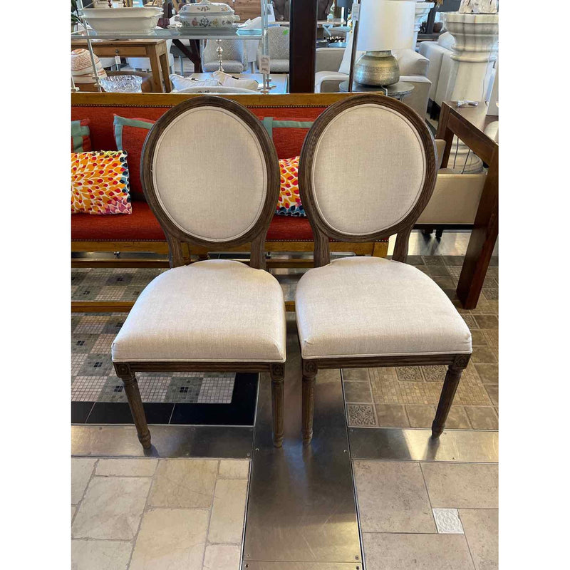 SET of 8 French Linen & Wood Dining Side Chairs by RH - colletteconsignment.com