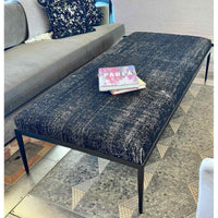 Textured Black Wood Bench w/ Heathered Black Wool Cushion