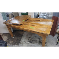 Distressed Rustic Farmhouse Extension Dining Table by ABC w/ 2 Leaves - AS IS