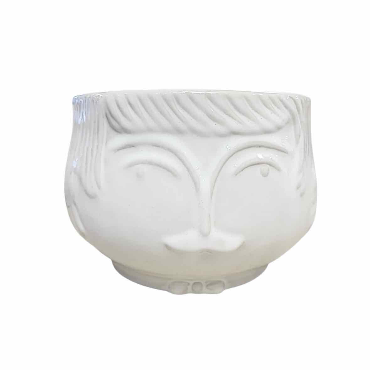 Glazed White Ceramic Gentleman Head Bowl