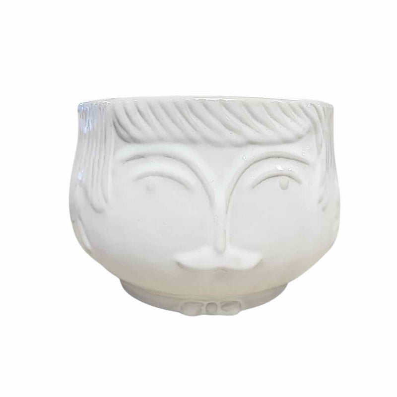 Glazed White Ceramic Gentleman Head Bowl