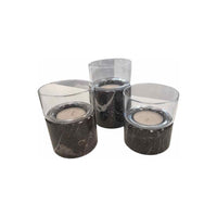 Set of 3 Marble Candle Holders w/ Candles