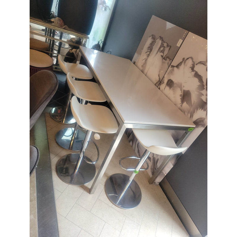 'Parsons' Steel Bar Counter w/ White Stone Top - colletteconsignment.com
